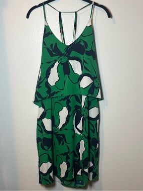 Banana Republic Green Floral Tiered Spaghetti-Strap Sundress